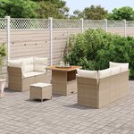 vidaXL Ensemble de canapé de jardin 8 Pièces Beige polyrotin