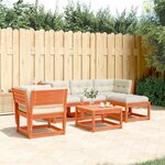 vidaXL Salon de jardin 5 Pièces avec coussins cire marron bois pin massif
