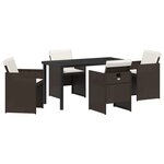 vidaXL Ensemble de salle à manger de jardin 5 pièces avec coussins en poly rattan marron