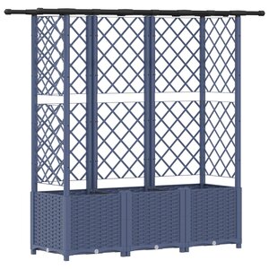 vidaXL Lit Élevé avec Treillis et Toit Gris 163 5 x 40 x 136 cm PP