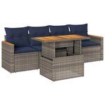 vidaXL Salon de jardin 5 Pièces avec coussins gris résine tressée