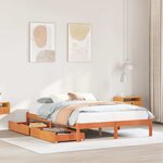 vidaXL Cadre de lit sans matelas cire marron 140x190cm bois pin massif