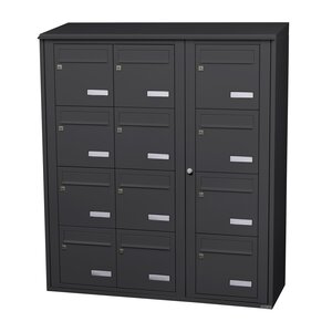 Bloc collectif Leabox  3x4  grade 3  simple face  extérieur  fixation murale  gris anthracite ral 7016 finition brillante