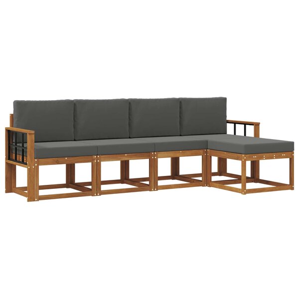 vidaXL Ensemble de canapés d'extérieur 5 pc Naturel et Anthracite