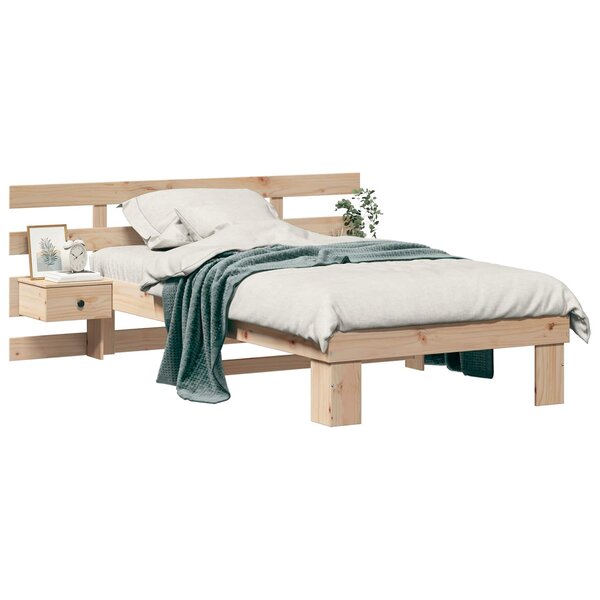 vidaXL Cadre de lit avec tête de lit Marron 100 x 200 cm Pin massif