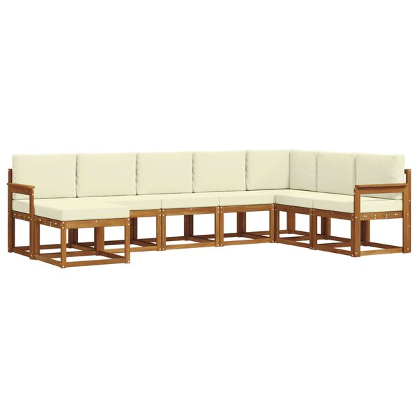 vidaXL Ensemble de canapés d'extérieur 8 pc Naturel et Crème