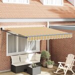 vidaXL Auvent Rétractable Jaune  gris et blanc 350 x 250 cm tissu