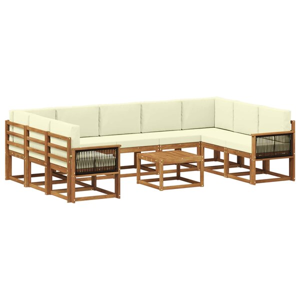 vidaXL Ensemble de canapés d'extérieur 10 Pièces Naturel et Crème