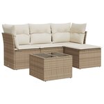 vidaXL Salon de jardin avec coussins 5 Pièces beige résine tressée