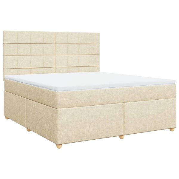 vidaXL Sommier à lattes de lit avec matelas Crème 180x200 cm Tissu
