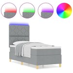 vidaXL Lit à ressorts avec matelas Gris clair 80 x 200 cm tissu