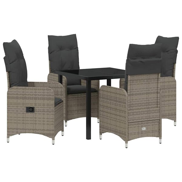 vidaXL Ensemble de salle à manger pour jardin 5 Pièces Gris Poly rotin