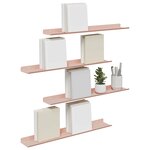 vidaXL Étagère flottante 4 Pièces Rose 60 x 8 5 x 2 5 cm Acier