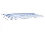 Vidaxl auvent manuel rétractable avec poteaux 6x3 m bleu et blanc