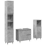 vidaXL Ensemble de meubles de salle de bain 3 Pièces gris béton