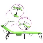 vidaXL Chaise longue pliante avec coussin Vert 56 x 190 x 81cm tissu