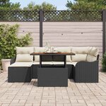vidaXL Ensemble de canapé de jardin avec coussin 7 Pièces Noir et crème