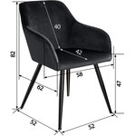 Tectake 2 Chaises MARILYN Design en Velours Style Scandinave - noir