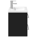 vidaXL Armoire lavabo de salle de bain avec bassin intégré noir