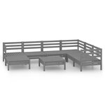 vidaXL Salon de jardin 8 Pièces Bois de pin massif Gris