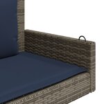 vidaXL Banc à bascule avec coussins Gris 119 x 56 x 48 cm Résine tressée