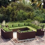 vidaXL Salon de jardin 11 Pièces avec coussins Marron Résine tressée