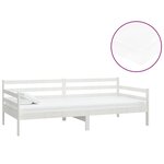 vidaXL Lit de repos avec matelas 90x200 cm Blanc Bois de pin massif