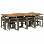 vidaXL Ensemble à manger de jardin coussins 13 Pièces gris résine tressée