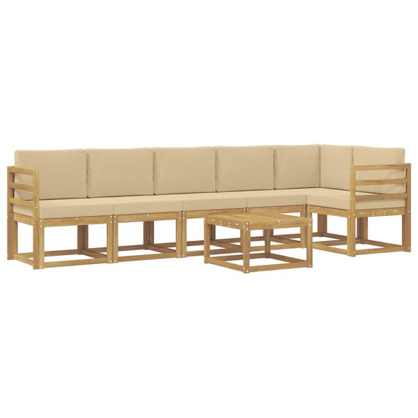 vidaXL Ensemble de canapés d'extérieur 7 pc Blanc et Beige Polyester
