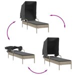 vidaXL Chaise longue avec auvent et table gris clair résine tressée
