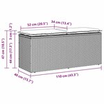 vidaXL Banc de jardin coussin gris clair 110x40x44 cm résine tressée