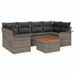 vidaXL Ensemble de canapé de jardin 7 Pièces Gris Poly rotin