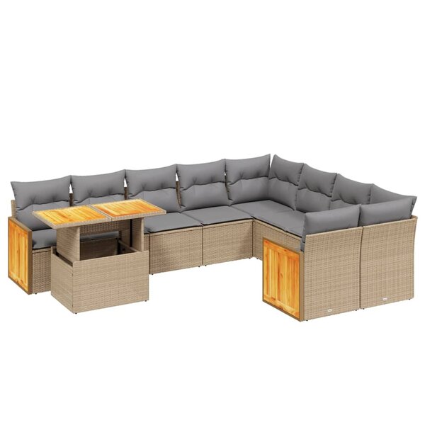 vidaXL Salon de jardin avec coussins 10 Pièces beige résine tressée