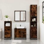 vidaXL Ensemble de meubles de salle de bain 3 Pièces Chêne fumé