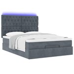 vidaXL Cadre de lit ottoman avec matelas gris foncé 140x200 cm velours