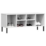 vidaXL Étagère à chaussures pieds en métal Blanc 106x35x45cm Bois OSLO