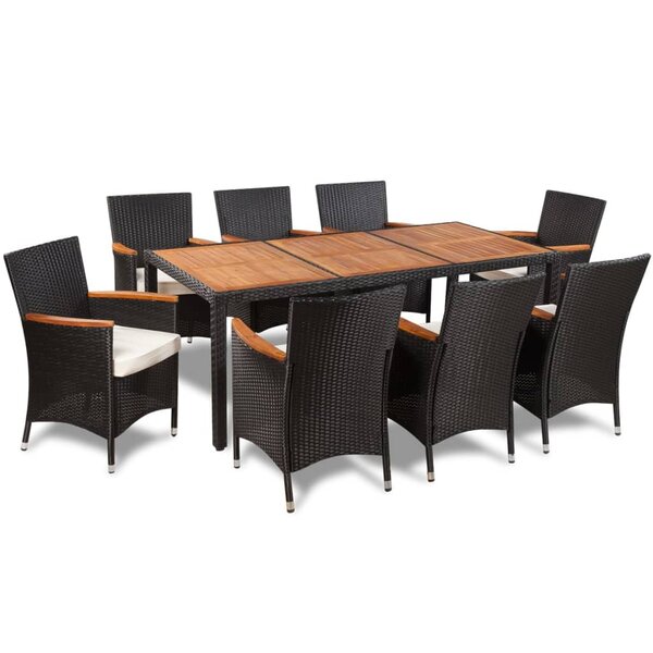 vidaXL Ensemble à manger d'extérieur et coussins 9 Pièces Résine tressée