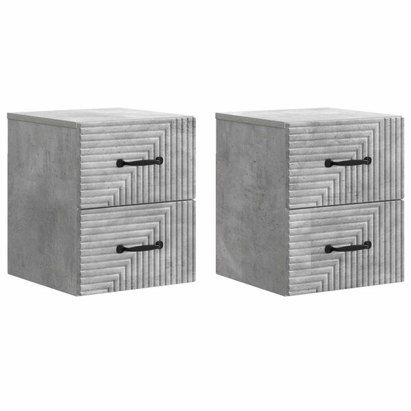 vidaXL Cabinet de chevet mural 2 pc Gris béton 34 5 x 33 x 40 cm