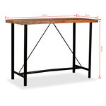 vidaXL Ensemble de bar 7 Pièces Bois de récupération Cuir véritable et toile