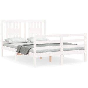 vidaXL Cadre de lit sans matelas blanc 140x190 cm bois massif