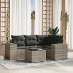 vidaXL Salon de jardin 5 Pièces avec coussins gris clair résine tressée
