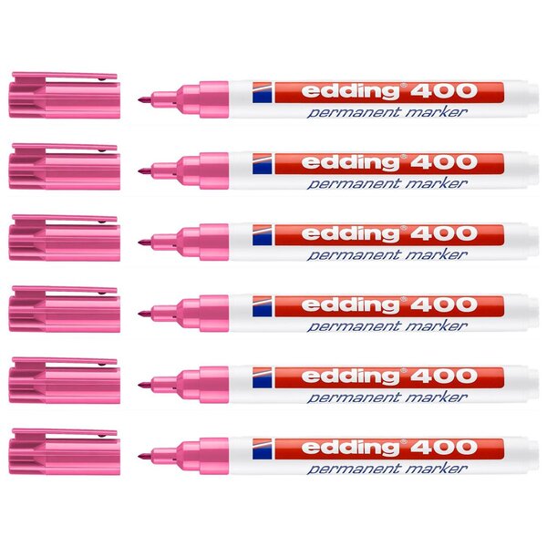 Marqueur Permanent 400 Rose Pointe Fine 1 mm x 6 EDDING