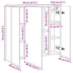 vidaXL Armoire Miroir de Salle de Bain Chêne Sonoma 80 x 14.5 x 70 cm