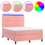 vidaXL Sommier à lattes de lit avec matelas LED Rose 140x190cm Velours