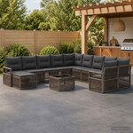 vidaXL Ensemble de canapé de jardin 12 pc Gris polyrotin