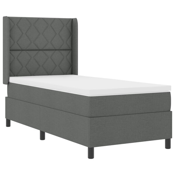 Lit à ressorts vidaXL avec matelas gris foncé 100x200 cm en tissu
