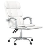 Chaise fauteuil siège pivotante de inclinable de bureau informatique étude similicuir blanc 02_0024232