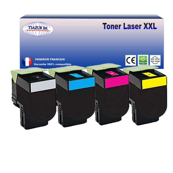 702- Lot de 4 Toners compatibles avec Lexmark CS310dn  CS310n (Noir+Couleur)