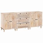 vidaXL Buffet 3 Pièces Blanc 60 x 33 x 75 cm bois de manguier massif