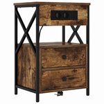 vidaXL Cabinet de chevet Chêne fumé 40 x 31 x 60 cm Bois d'ingénierie
